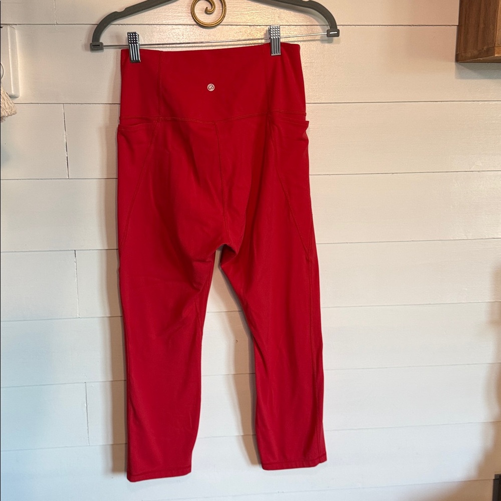 Women's Red High-Waisted CRZ YOGA Capri Leggings